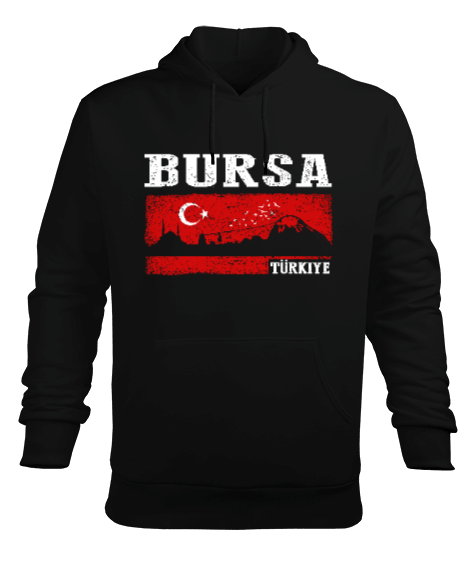 bursa şehir,Türkiye,Türkiye bayrağı. Erkek Kapüşonlu Hoodie Sweatshirt - Tisho