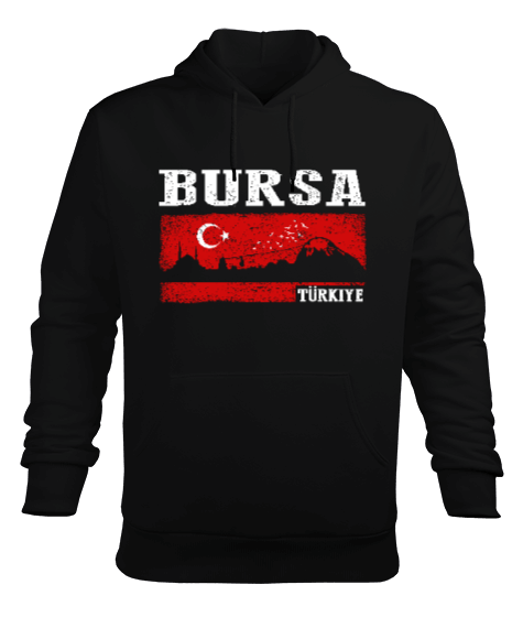 Tisho - bursa şehir,Türkiye,Türkiye bayrağı. Erkek Kapüşonlu Hoodie Sweatshirt