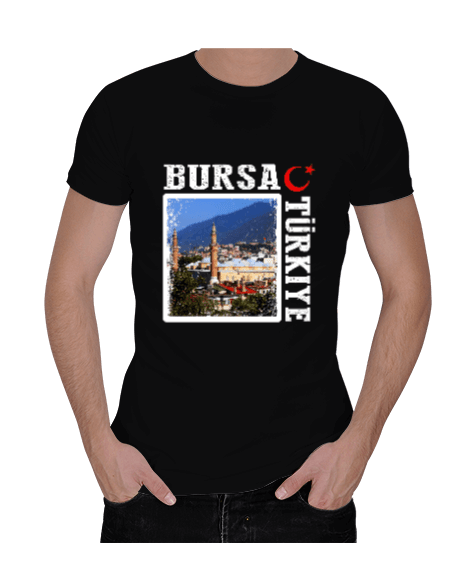 Tisho - bursa şehir,Türkiye,Türkiye bayrağı. Erkek Regular Kesim Tişört