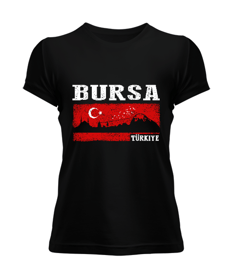 Tisho - bursa şehir,Türkiye,Türkiye bayrağı. Kadın Tişört