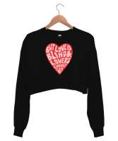 But love is blind Shakespeare Kalp Siyah Kadın Crop Sweatshirt - Tisho