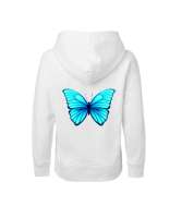 Butterfly Beyaz Çocuk Unisex Hoodie Kapüşonlu - Thumbnail