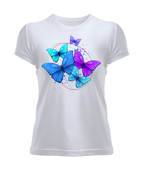 Tisho - Butterfly Beyaz Kadın Tişört