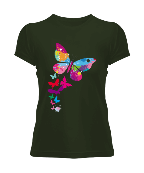 Tisho - Butterfly color colorfur butterfly pattern rnnrnr Kadın Tişört