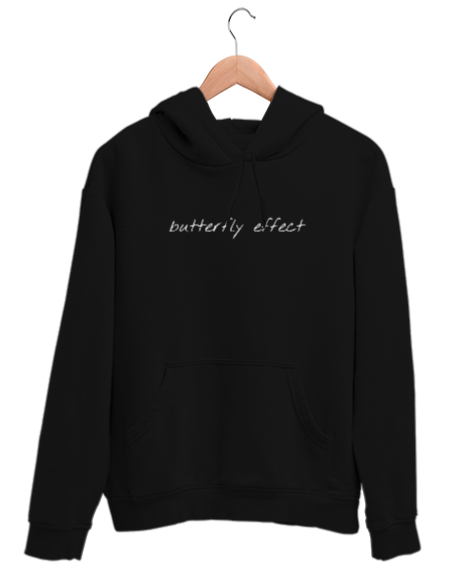 Tisho - Butterfly Effect Siyah Unisex Kapşonlu Sweatshirt