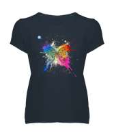 BUTTERFLY Füme Kadın V Yaka Tişört - Tisho