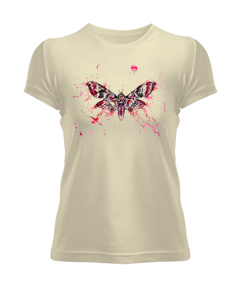 Butterfly Insect - Kelebek Etkisi Krem Kadın Tişört