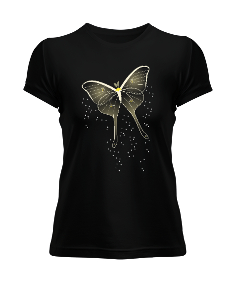 Tisho - Butterfly - Kelebek V1 Siyah Kadın Tişört