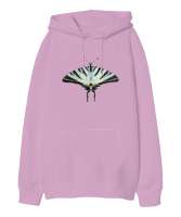 Butterfly - Kelebek V2 Pembe Oversize Unisex Kapüşonlu Sweatshirt - Tisho