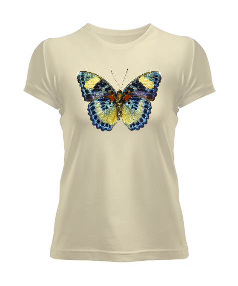 Tisho - Butterfly - Kelebek V3 Krem Kadın Tişört