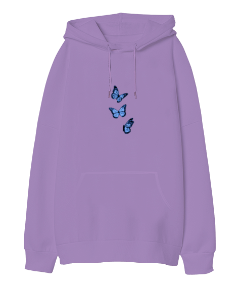 Tisho - Butterflyies Oversize Unisex Kapüşonlu Sweatshirt
