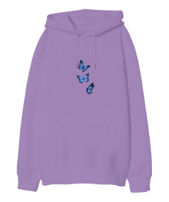 Butterflyies Oversize Unisex Kapüşonlu Sweatshirt - Tisho