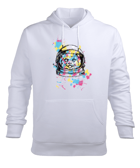 Tisho - C001 - Astronot Cat Erkek Kapüşonlu Hoodie Sweatshirt