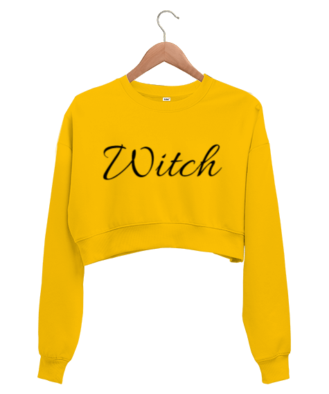 Tisho - Cadı Baskılı Kadın Crop Sweatrshirt Kadın Crop Sweatshirt