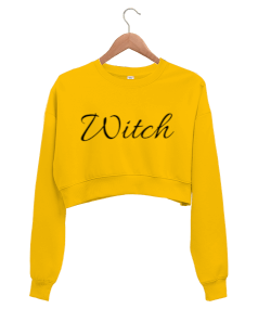 Cadı Baskılı Kadın Crop Sweatrshirt Kadın Crop Sweatshirt - Thumbnail