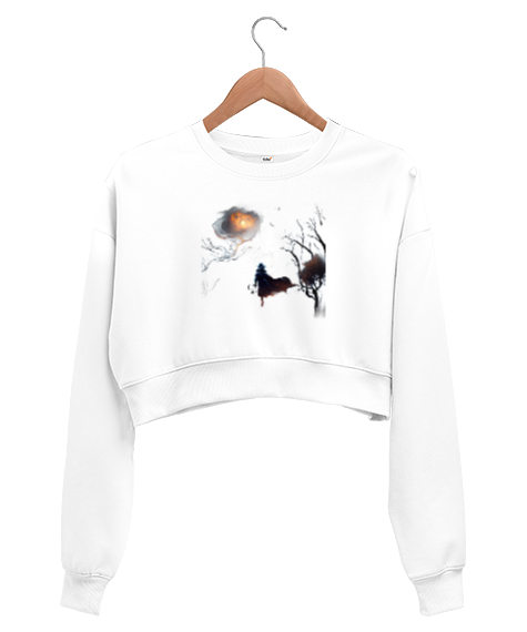 Tisho - cadılar bayramı Beyaz Kadın Crop Sweatshirt