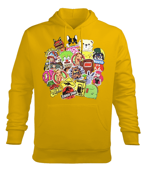 Tisho - CajuArt Çıkartma Erkek Kapüşonlu Hoodie Sweatshirt