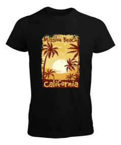 Tisho - California Mission Beach Siyah Erkek Tişört
