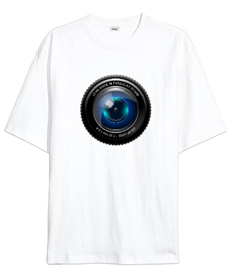 Tisho - Camera Lens Beyaz Oversize Unisex Tişört