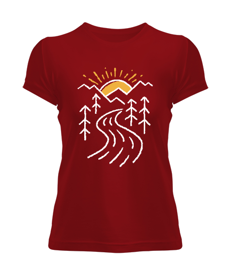 Tisho - Camping - Kamp ve Doğa Kırmızı Kadın Tişört