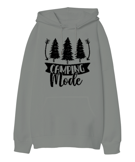 Tisho - Camping-Mode Oversize Unisex Kapüşonlu Sweatshirt