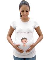 CANIM ANNEM Beyaz Kadın Hamile Tişört - Tisho