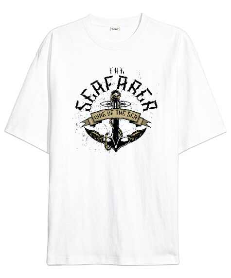 Tisho - Çapa Denizci Beyaz Oversize Unisex Tişört