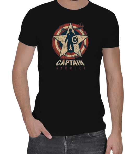 Tisho - Captain America Kaptan Amerika Erkek Regular Kesim Tişört