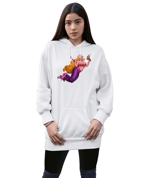 Tisho - Caramel Starlight Kadın Uzun Hoodie Kapüşonlu Sweatshirt