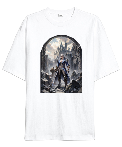 Tisho - Castlevania Beyaz Oversize Unisex Tişört