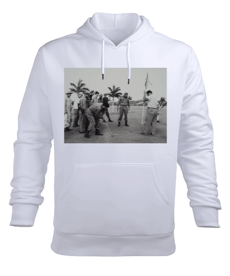 Tisho - Castro ve Guevara golf oynuyor Erkek Kapüşonlu Hoodie Sweatshirt