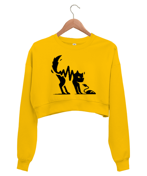 Tisho - Cat And Mouse Kadın Crop Sweatshirt
