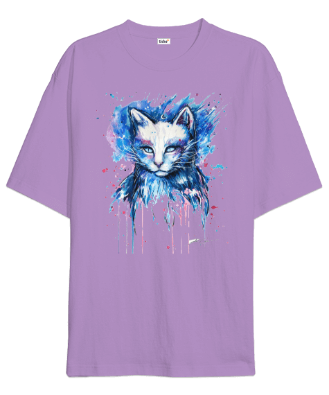 Tisho - Cat Baskılı Oversize Unisex Tişört