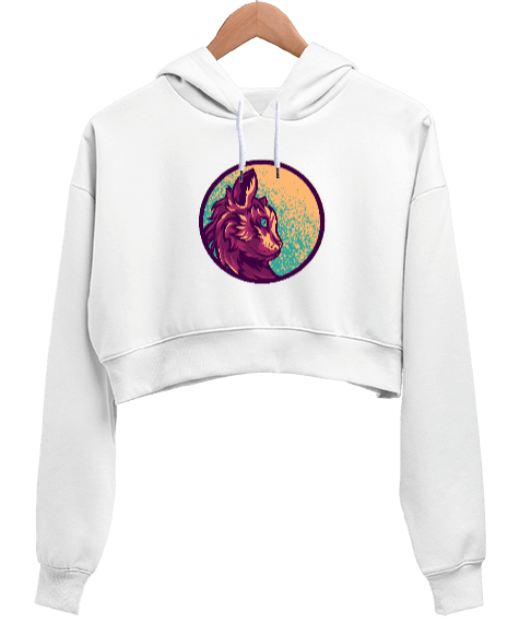 Tisho - Cat Kadın Crop Hoodie Kapüşonlu Sweatshirt