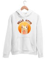 Cat - Kedi - Hello Kitty Beyaz Unisex Kapşonlu Sweatshirt - Tisho