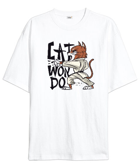 Tisho - Catwondo Beyaz Oversize Unisex Tişört