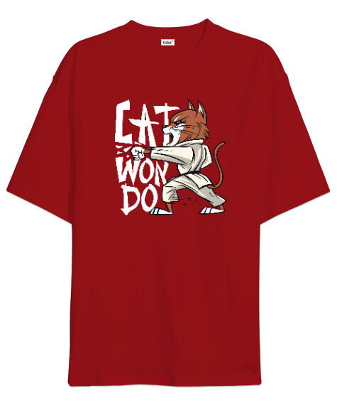 Tisho - Catwondo Kırmızı Oversize Unisex Tişört