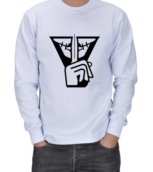 Tisho - Caveira Beyaz ERKEK SWEATSHIRT