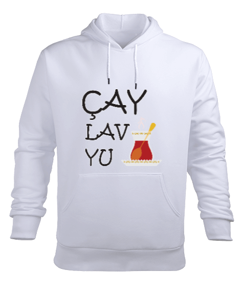 Tisho - Çay lav you Erkek Kapüşonlu Hoodie Sweatshirt