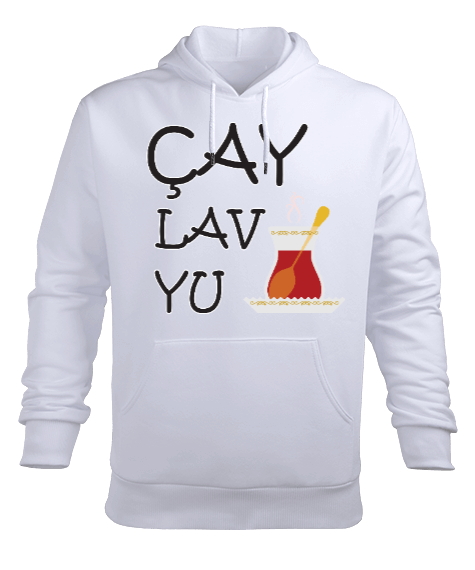 Tisho - ÇAY LAV YOU Erkek Kapüşonlu Hoodie Sweatshirt