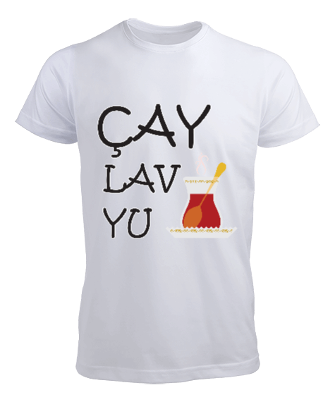 Tisho - Çay Lav Yu Yazılı Erkek T-shirt Erkek Tişört