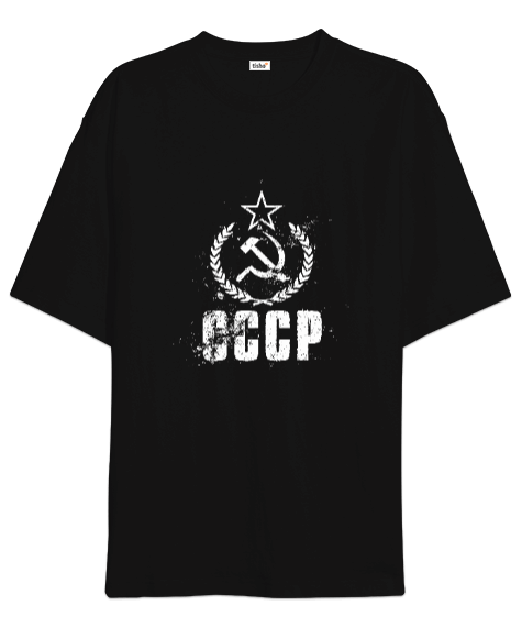 Tisho - CCCP Retro Baskılı Siyah Oversize Unisex Tişört
