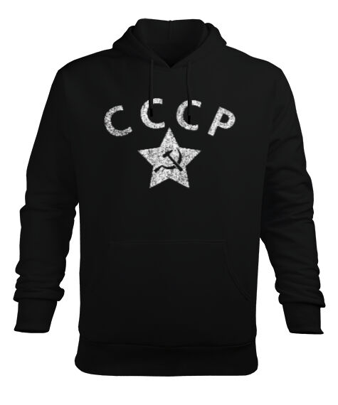 CCCP Vintage Russia Soviet Police Siyah Erkek Kapüşonlu Hoodie Sweatshirt
