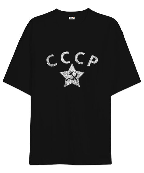 Tisho - CCCP Vintage Russia Soviet Police Siyah Oversize Unisex Tişört