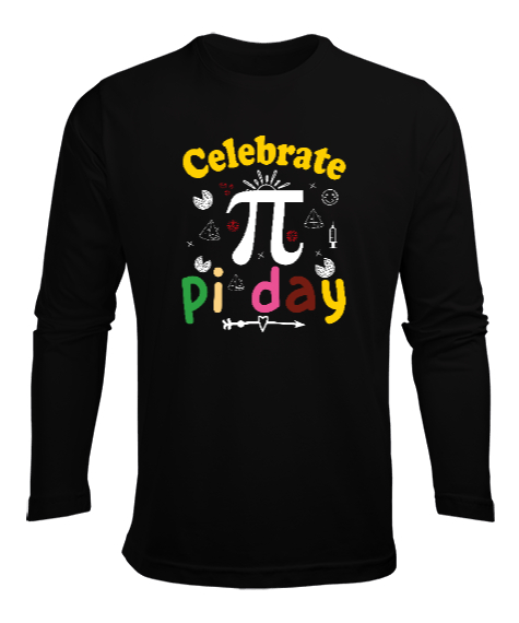 Tisho - Celebrate Pi Day Siyah Erkek Uzun Kol Yazlık Tişört