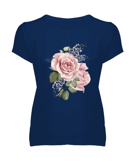 Tisho - Centifolia Roses garden Roses Kadın V Yaka Tişört