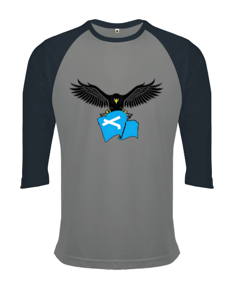 Tisho - Çepni Boyu Bayraklı Sweatshirt Orjinal Reglan 3/4 Kol Unisex Tişört