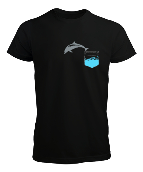 Tisho - Cepteki Yunus - Dolphin Siyah Erkek Tişört