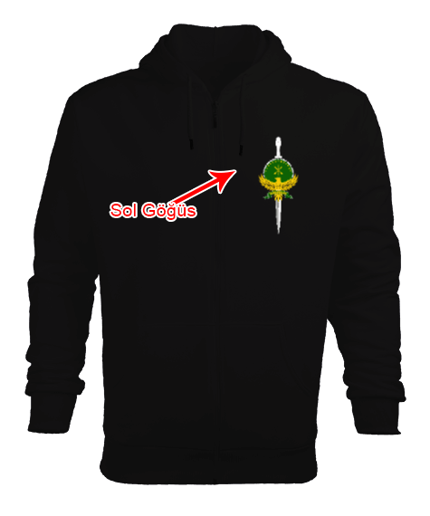 Çerkes Bayrağı, adiga bayrağı,Çerkes logosu. Erkek Kapşonlu Fermuarlı - Tisho