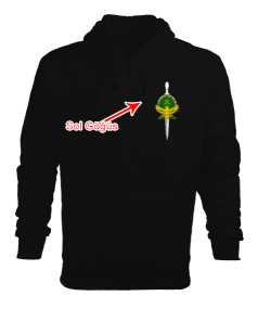 Çerkes Bayrağı, adiga bayrağı,Çerkes logosu. Erkek Kapşonlu Fermuarlı - Tisho